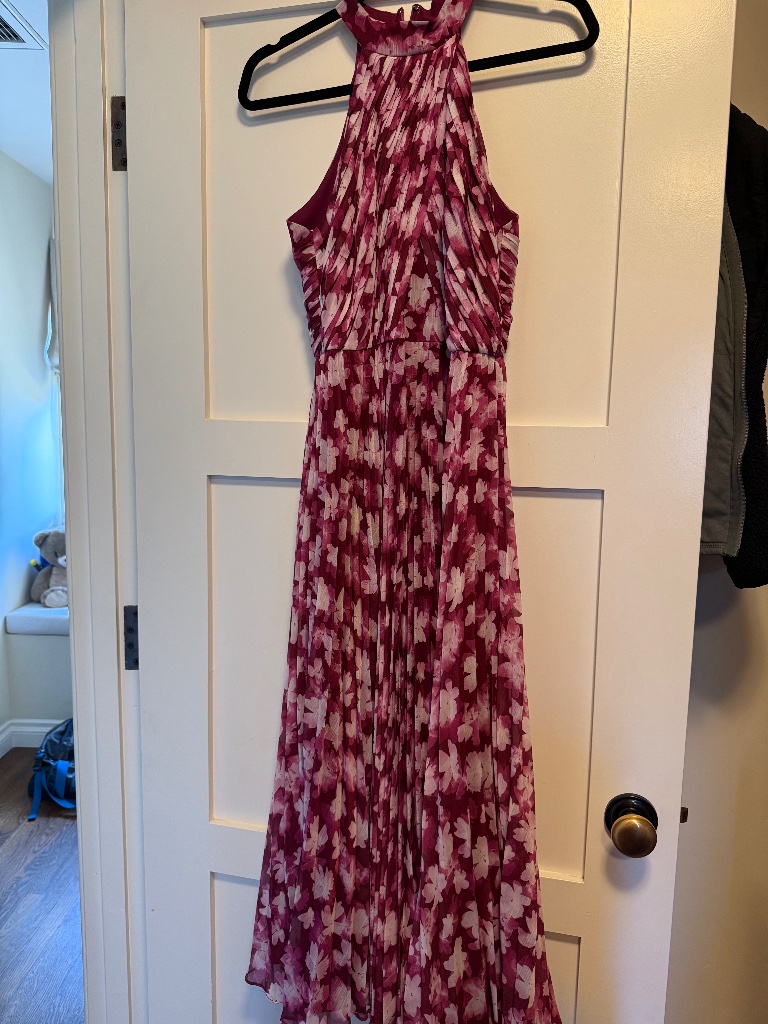 Monique Lhuillier Floral-Print Pleated Midi Dress
